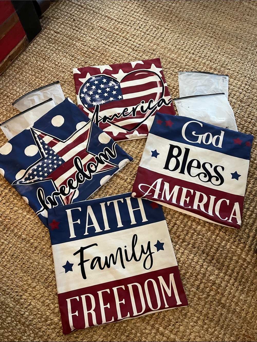 Amazon Patriotic Red White and Blue Americana Throw Pillow Covers